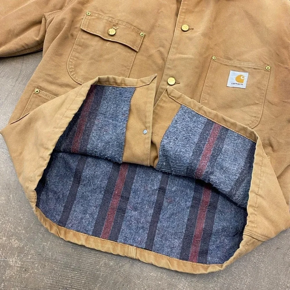 Vintage Carhartt Jacket 6BLC Men's Blanket Lined Chore Coat Made in USA Size L